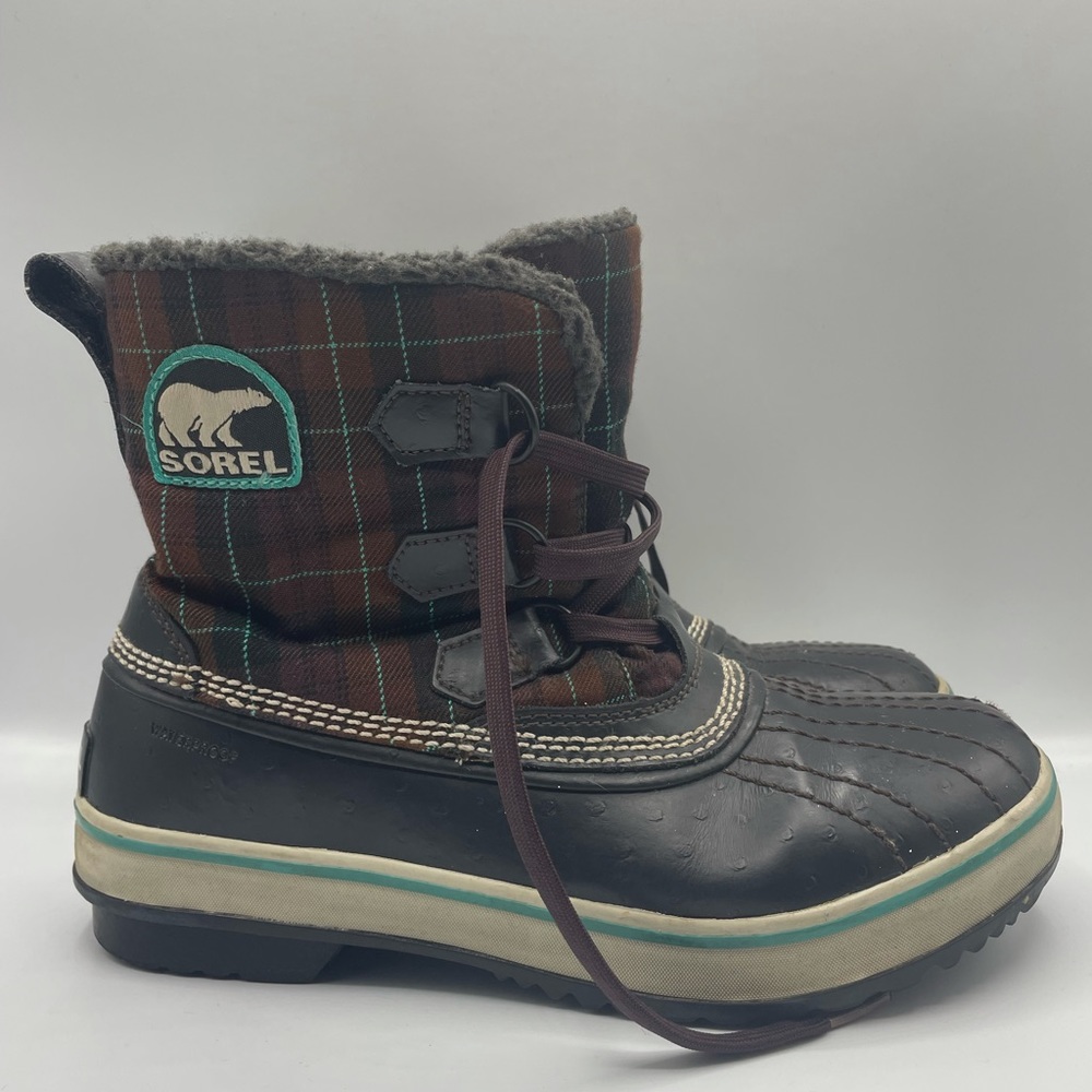 Sorel Boots Womens Size 7.5 Tivoli Plaid Winter Snow Booties